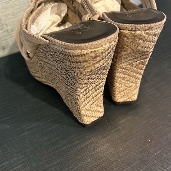 Donald Pliner Soft Gold Metallic Espadrille Mule Wedge Sandals- sz 9.5 - Picture 8 of 13